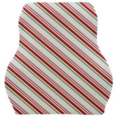 White Candy Cane Pattern With Red And Thin Green Festive Christmas Stripes Car Seat Velour Cushion  by genx