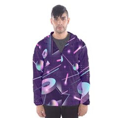 Retrowave Aesthetic Vaporwave Retro Memphis Pattern 80s Design Geometrical Shapes Futurist Pink Blue 3d Men s Hooded Windbreaker by genx