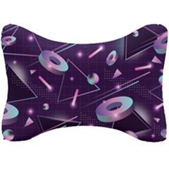 Retrowave Aesthetic Vaporwave Retro Memphis Pattern 80s Design Geometrical Shapes Futurist Pink Blue 3d Seat Head Rest Cushion by genx