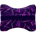 Retrowave Aesthetic vaporwave retro memphis pattern 80s design geometric shapes futurist purple pink blue neon light Velour Seat Head Rest Cushion View2