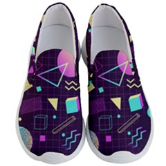 Retrowave Aesthetic Vaporwave Retro Memphis Pattern 80s Design 3d Geometric Shapes Men s Lightweight Slip Ons by genx