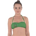 Pepe The Frog Smug face with smile and hand on chin meme Kekistan all over print green Halter Bandeau Bikini Top View1