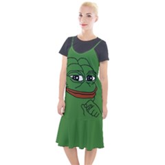 Pepe The Frog Smug Face With Smile And Hand On Chin Meme Kekistan All Over Print Green Camis Fishtail Dress by snek