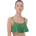 Pepe The Frog Smug face with smile and hand on chin meme Kekistan all over print green Frill Bikini Top View1