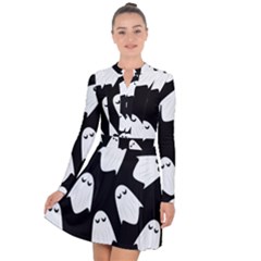 Ghost Halloween Pattern Long Sleeve Panel Dress by Amaryn4rt