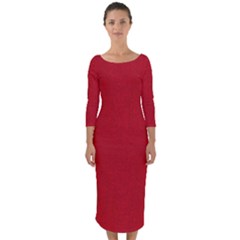 Red Christmas Elf Funny Realistic Costume Quarter Sleeve Midi Bodycon Dress by snek