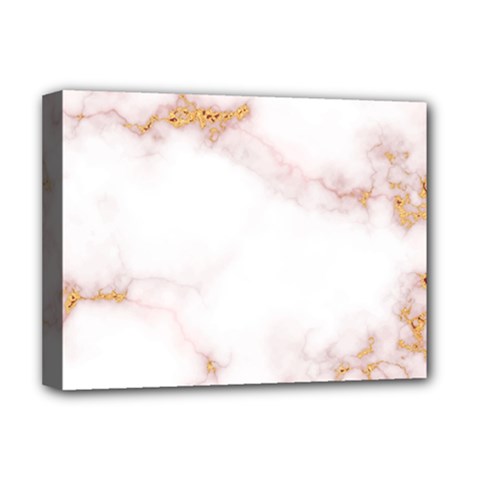 Pink And White Marble Texture With Gold Intrusions Pale Rose Background Deluxe Canvas 16  X 12  (stretched)  by genx