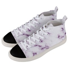 White Marble Violet Purple Veins Accents Texture Printed Floor Background Luxury Men s Mid-top Canvas Sneakers by genx