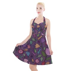 Floral Pattern Halter Party Swing Dress  by Valentinaart