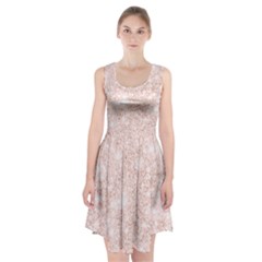 Rose Gold Pink Glitters Metallic Finish Party Texture Imitation Pattern Racerback Midi Dress by genx