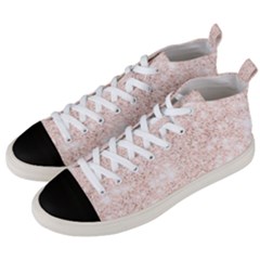 Rose Gold Pink Glitters Metallic Finish Party Texture Imitation Pattern Men s Mid-top Canvas Sneakers by genx