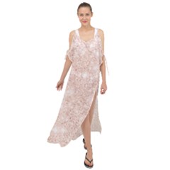 Rose Gold Pink Glitters Metallic Finish Party Texture Imitation Pattern Maxi Chiffon Cover Up Dress by genx