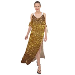 Gold Glitters Metallic Finish Party Texture Background Faux Shine Pattern Maxi Chiffon Cover Up Dress by genx