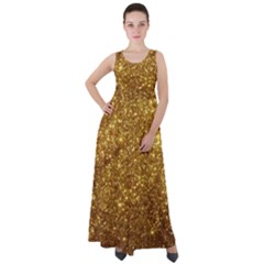 Gold Glitters Metallic Finish Party Texture Background Faux Shine Pattern Empire Waist Velour Maxi Dress by genx