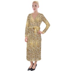 Retro Gold Glitters Golden Disco Ball Optical Illusion Velvet Maxi Wrap Dress by genx