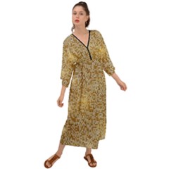 Retro Gold Glitters Golden Disco Ball Optical Illusion Grecian Style  Maxi Dress by genx