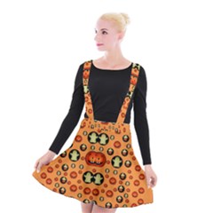 Happy Pumkins And Ghosts And  They Love The Season Suspender Skater Skirt by pepitasart