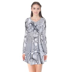 Entwine Fractals Rings Thorns Blow Long Sleeve V-neck Flare Dress by Wegoenart