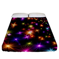 Star Colorful Christmas Abstract Fitted Sheet (california King Size) by Wegoenart