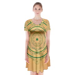 Mandalas Flower Mandalas Flowers Short Sleeve V-neck Flare Dress by Wegoenart