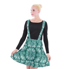 Sea And Florals In Deep Love Suspender Skater Skirt by pepitasart