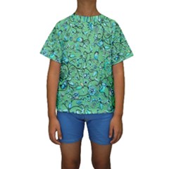 Green Flowers Kids  Short Sleeve Swimwear by ZeeBee