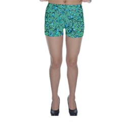 Green Flowers Skinny Shorts by ZeeBee