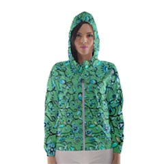 Green Flowers Women s Hooded Windbreaker by ZeeBee