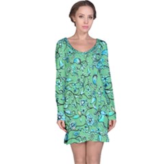 Green Flowers Long Sleeve Nightdress by ZeeBee