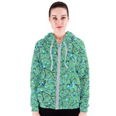 Green Flowers Women s Zipper Hoodie by ZeeBee