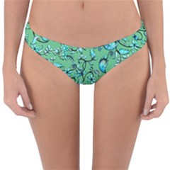 Green Flowers Reversible Hipster Bikini Bottoms by ZeeBee