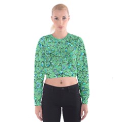 Green Flowers Cropped Sweatshirt by ZeeBee