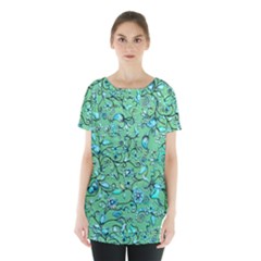 Green Flowers Skirt Hem Sports Top by ZeeBee