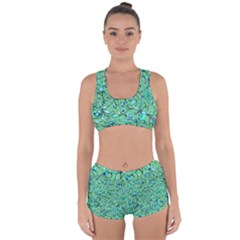 Green Flowers Racerback Boyleg Bikini Set by ZeeBee