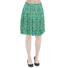 Green Flowers Pleated Skirt by ZeeBee