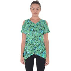 Green Flowers Cut Out Side Drop Tee by ZeeBee