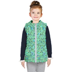 Green Flowers Kids  Hooded Puffer Vest by ZeeBee