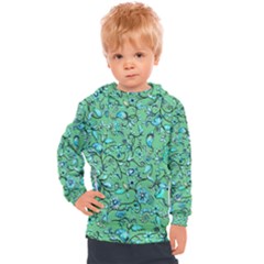 Green Flowers Kids  Hooded Pullover by ZeeBee