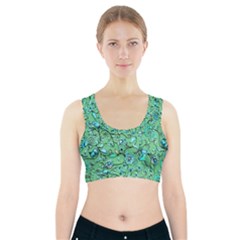 Green Flowers Sports Bra With Pocket by ZeeBee