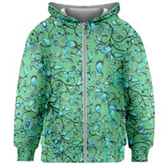 Green Flowers Kids  Zipper Hoodie Without Drawstring by ZeeBee