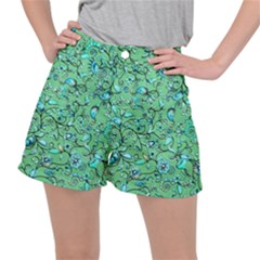 Green Flowers Ripstop Shorts by ZeeBee