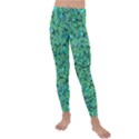 Green Flowers Kids  Lightweight Velour Leggings View1