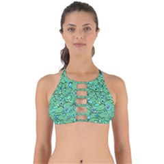 Green Flowers Perfectly Cut Out Bikini Top by ZeeBee