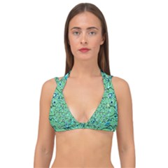 Green Flowers Double Strap Halter Bikini Top by ZeeBee