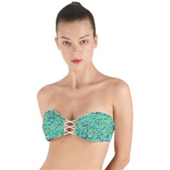 Green Flowers Twist Bandeau Bikini Top by ZeeBee