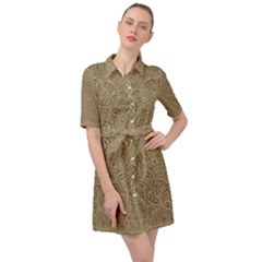 Wood In The Forest And Stars Mandala Belted Shirt Dress by pepitasart