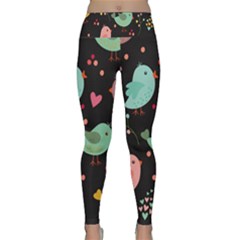 Birds Cute Pattern Background Lightweight Velour Classic Yoga Leggings by Vaneshart