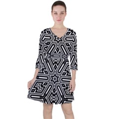 Grid Pattern Backdrop Seamless Design Geometric Patterns Line Ruffle Dress by Vaneshart