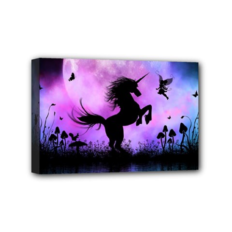 Wonderful Unicorn With Fairy In The Night Mini Canvas 6  X 4  (stretched) by FantasyWorld7
