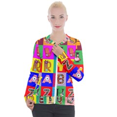 Alphabet Pattern Casual Zip Up Jacket by designsbymallika